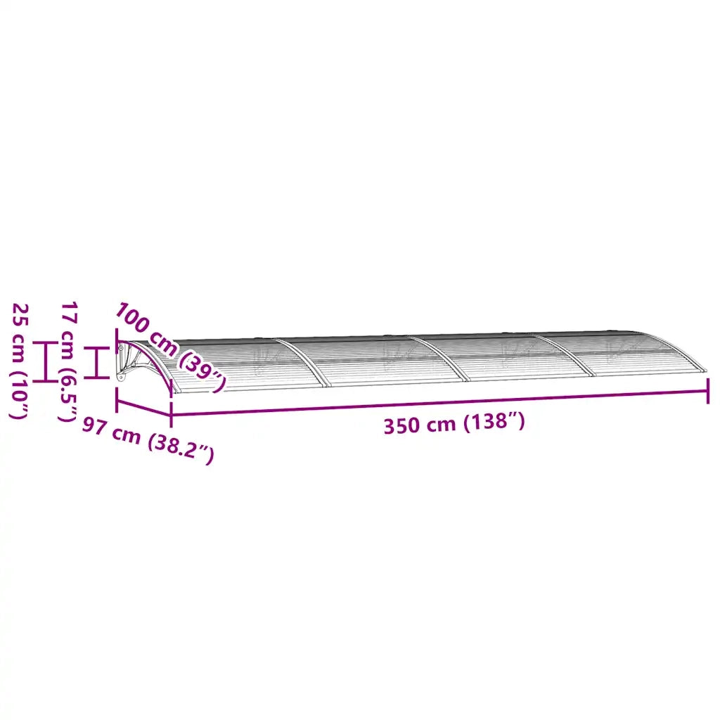Pensilina per porta grigia 350x100 cm in policarbonato CFW6594766