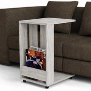 Tavolino Ausiliario con Ruote Design Moderno Mobile Letto Divano Bianco Antico