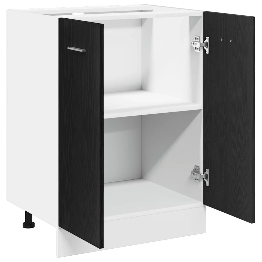 Mobile Base Rovere Nero 60x46x81,5 cm Legno Ingegnerizzato
