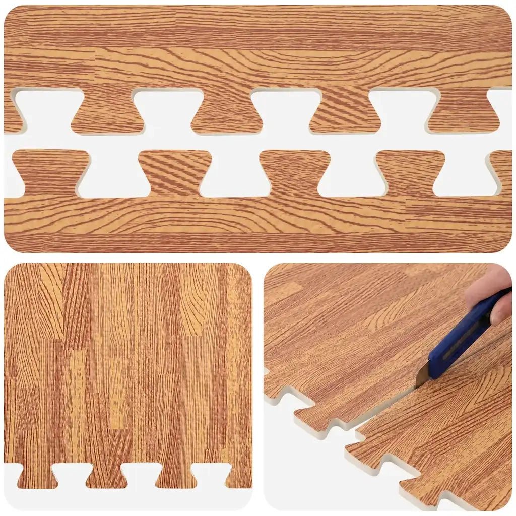 Tappetino a Incastro 6 pz Venature Legno 2,16 ㎡ Schiuma EVA 92458