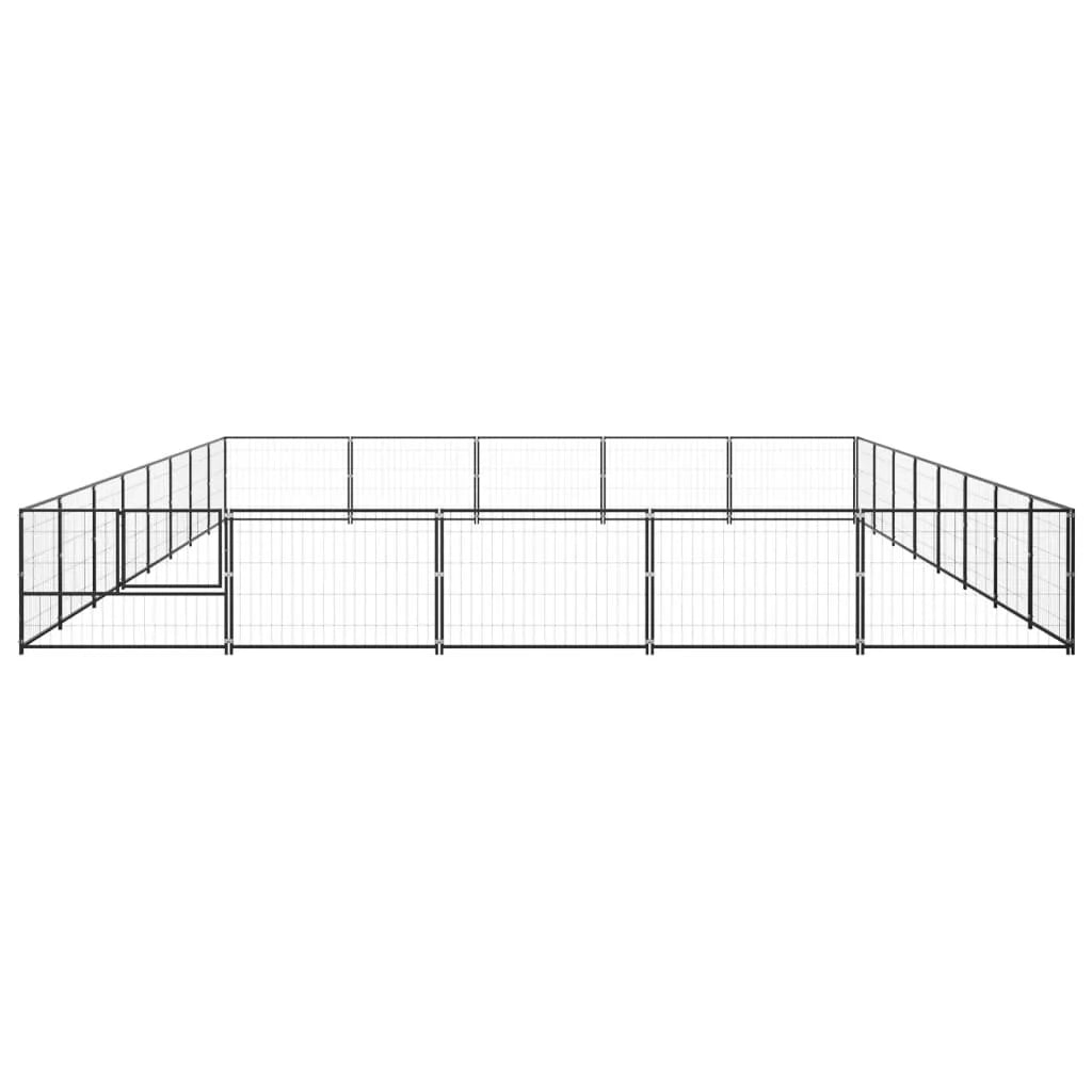 Recinto per animali da esterno per cani 40 m² acciaio nero 02_0000535