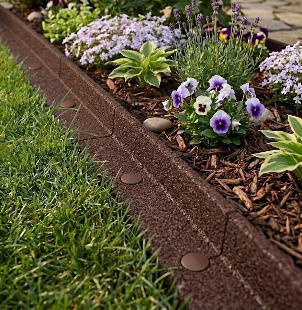 Bordura Flessibile da Giardino 6 x 1,2 m Marrone con Martello in Gomma