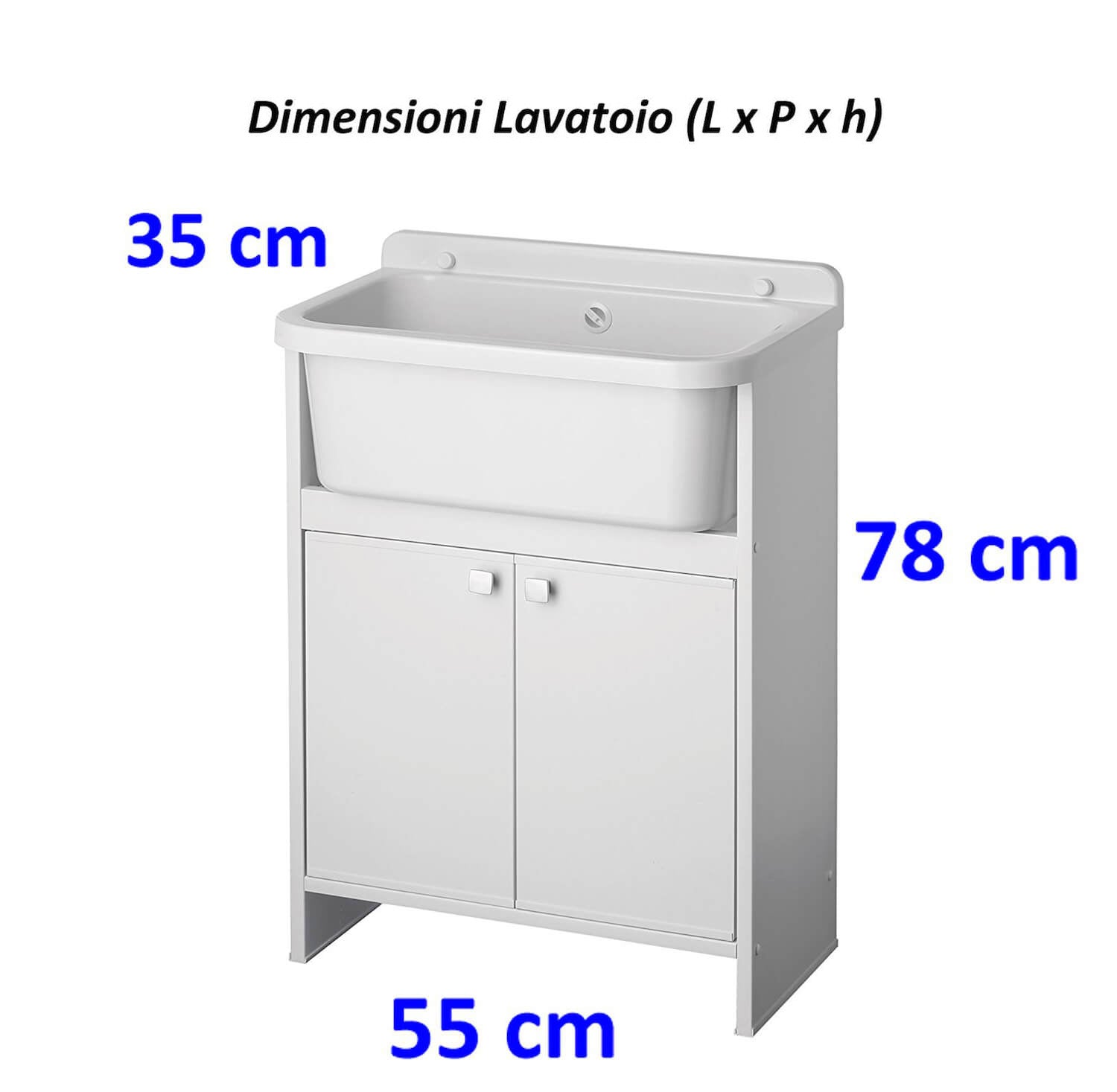 Mobile Lavanderia in PVC 54x26x80 cm 2 Ante per Interno ed Esterno Forlani Clear Bianco