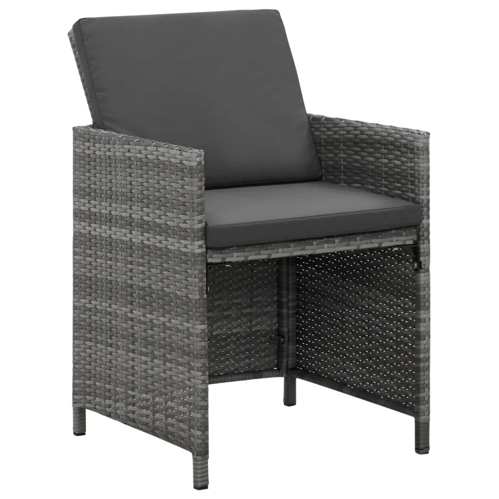 Set Pranzo da Giardino 9 pz con Cuscini in Polyrattan Grigio 3095510