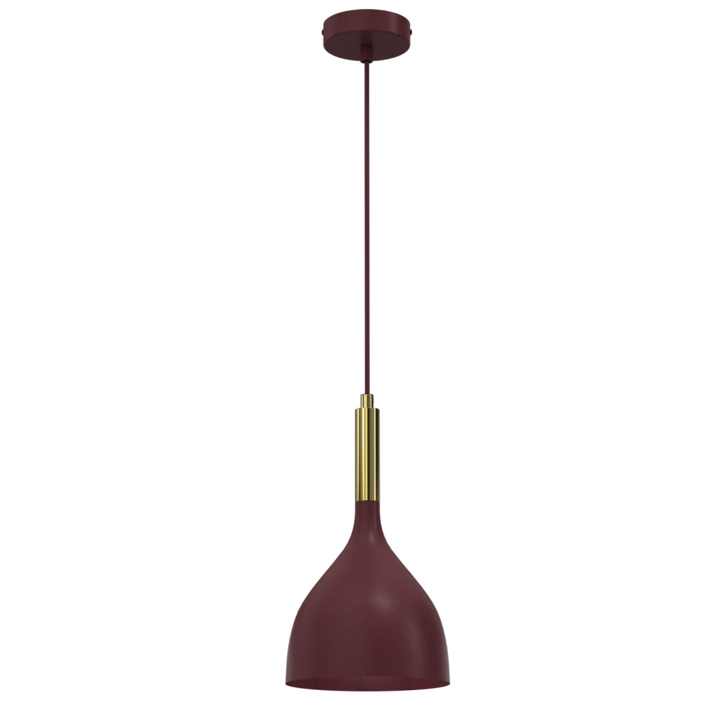 Lampada sospesa Noak a calice 1xE27 bordeaux oro Luminex