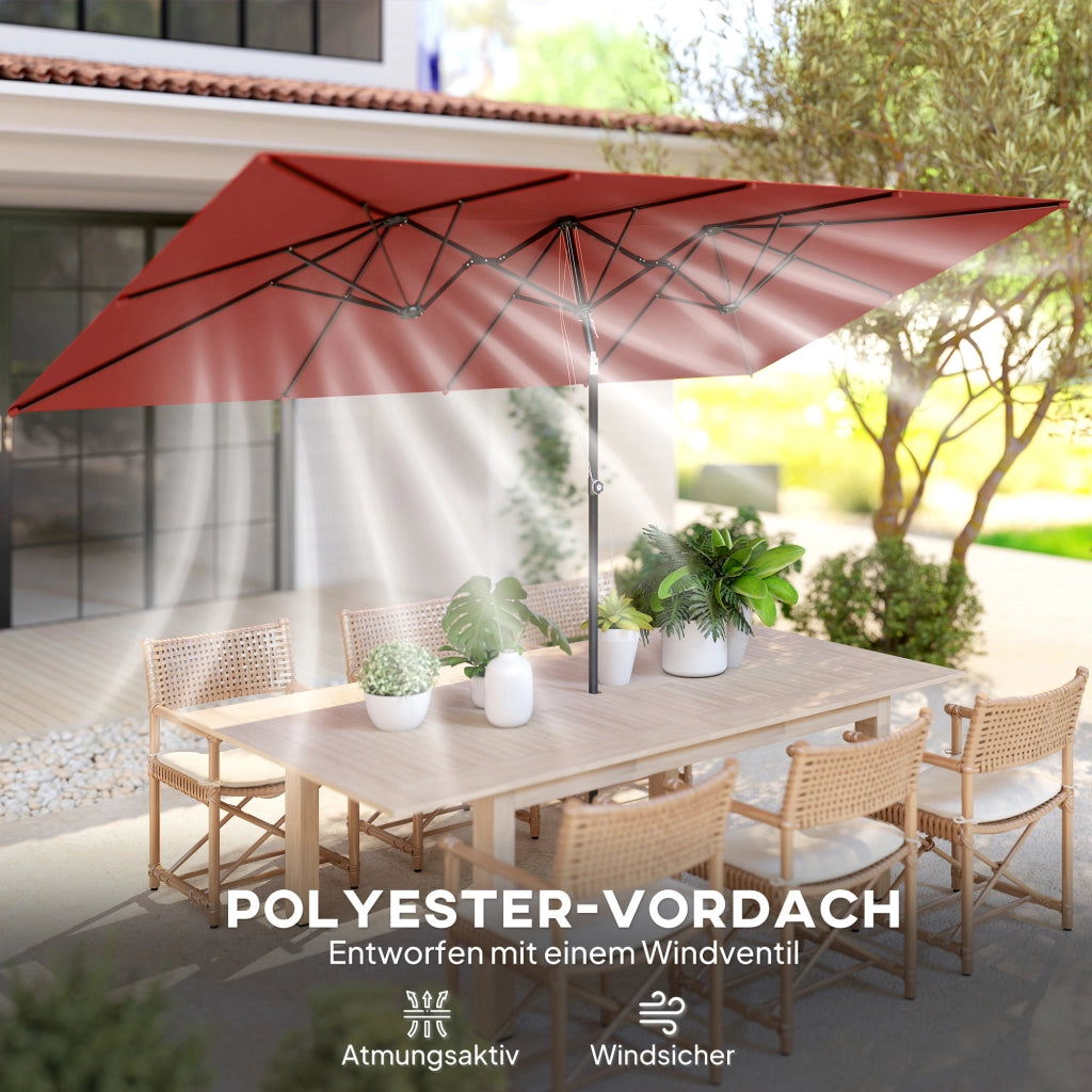 Ombrellone da giardino regolabile in altezza e inclinabile ¨C zephmum ¨C 150x295x170-214 cm rosso vino
