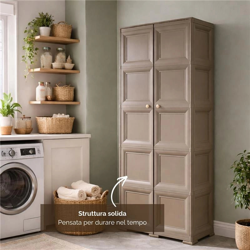 ARMADIO 5 MODULI TALPA 79X43X203 CM – MOBILE ALTO SALVASPAZIO PER ORGANIZZAZIONE CASA E ZONA GIORNO