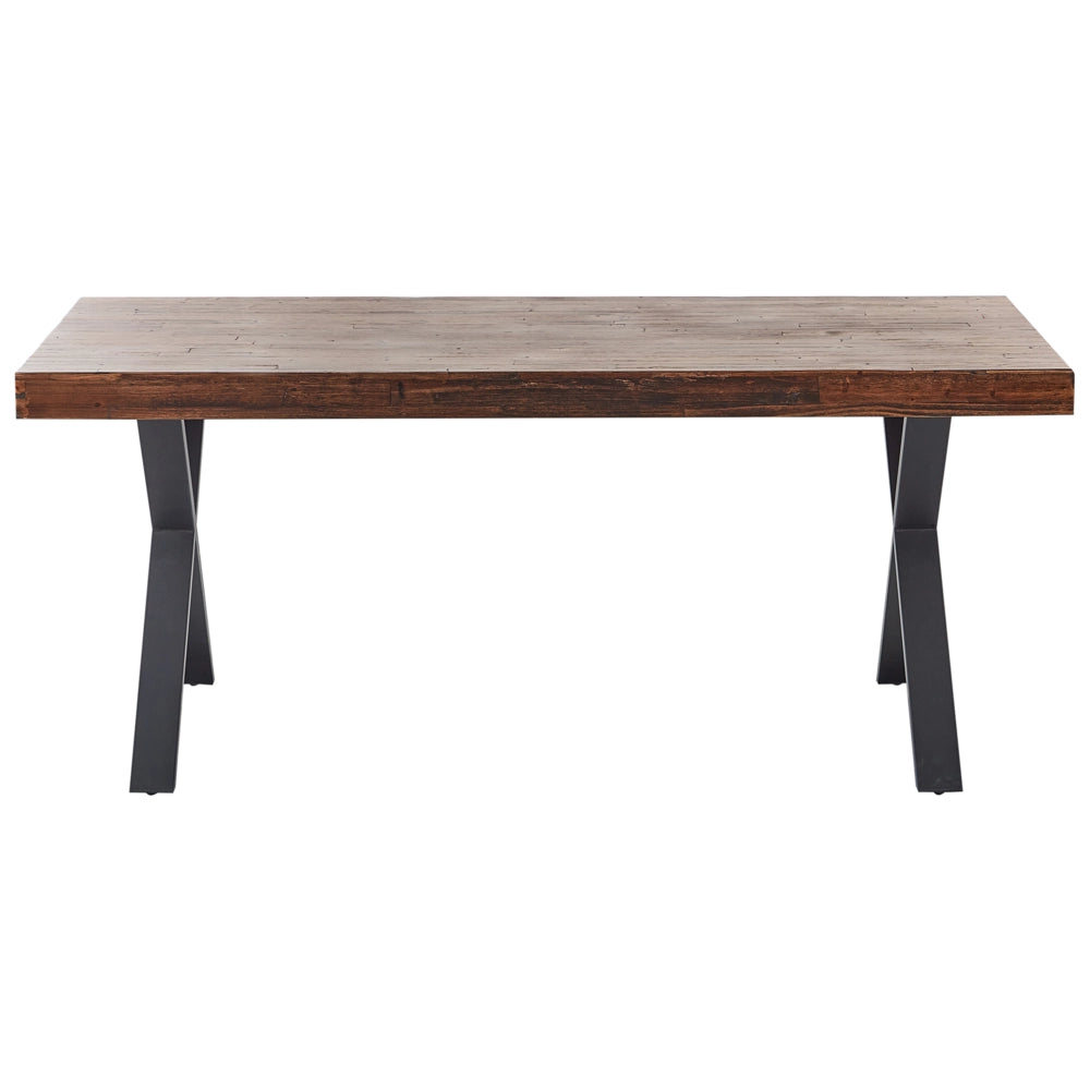 Tavolo da pranzo in legno di pino scuro MDF 180 x 90 cm Gambe stabili in metallo nero Sala da pranzo Soggiorno Stile industriale