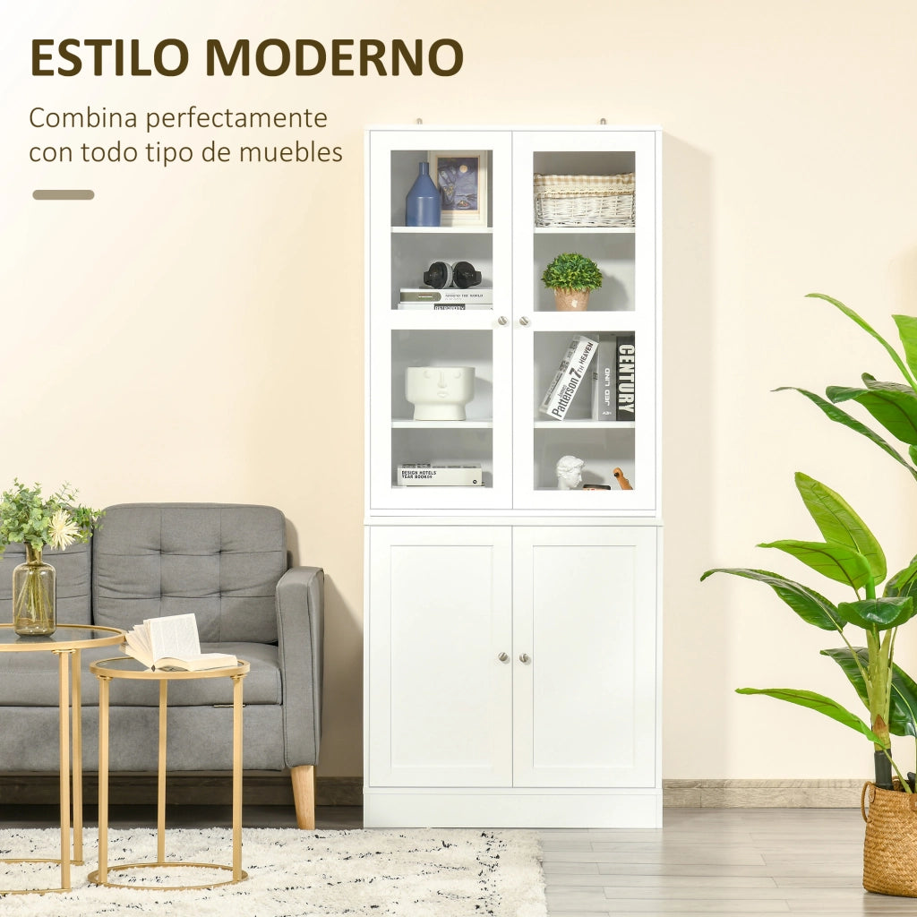 Libreria con 4 Ante e Ripiani Regolabili ¨C Xylo ¨C Bianco 76x40x178,5 cm