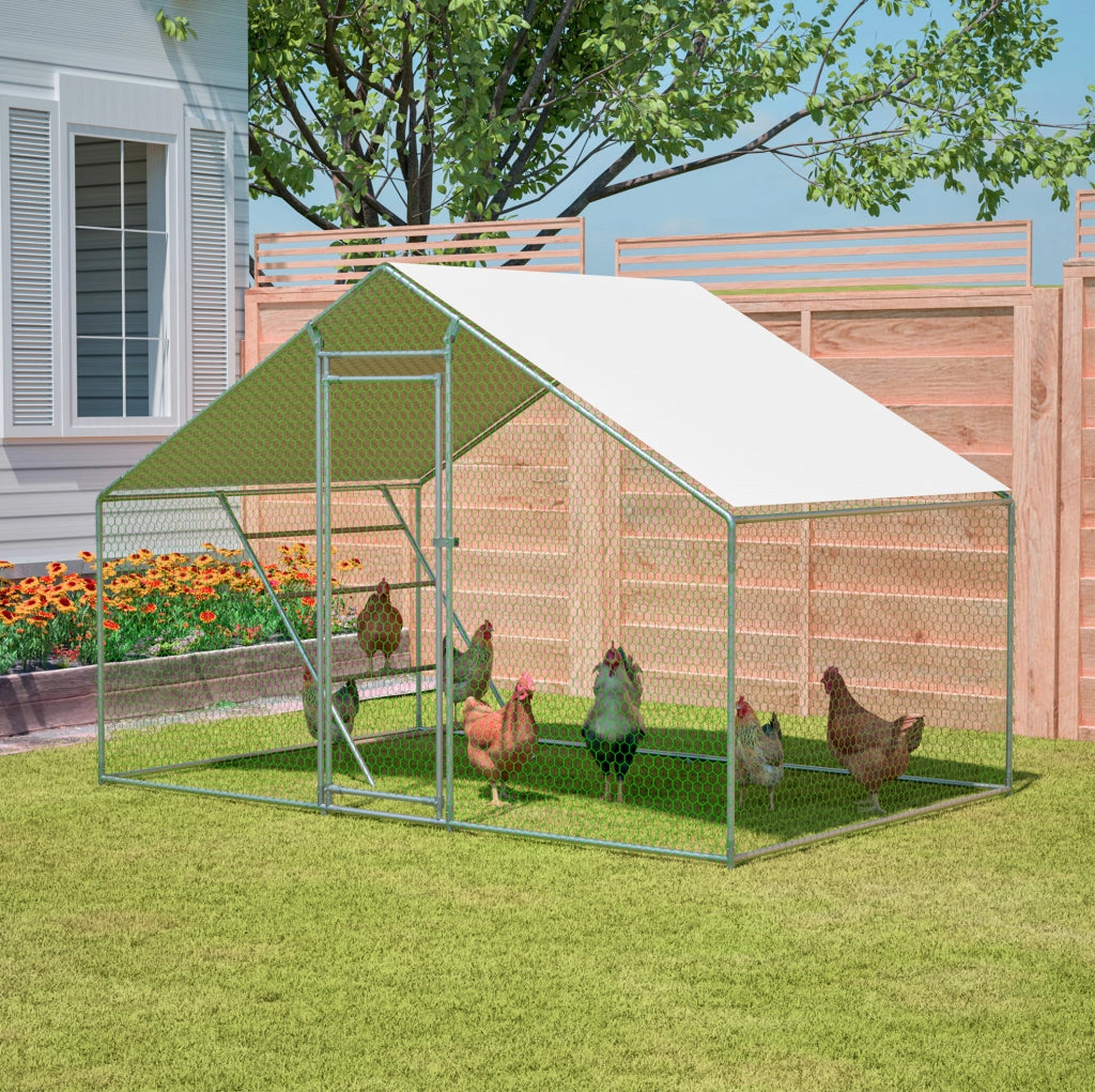 Pollaio 300x200x200 cm con copertura impermeabile UV; scala con posatoio e serratura di sicurezza in metallo