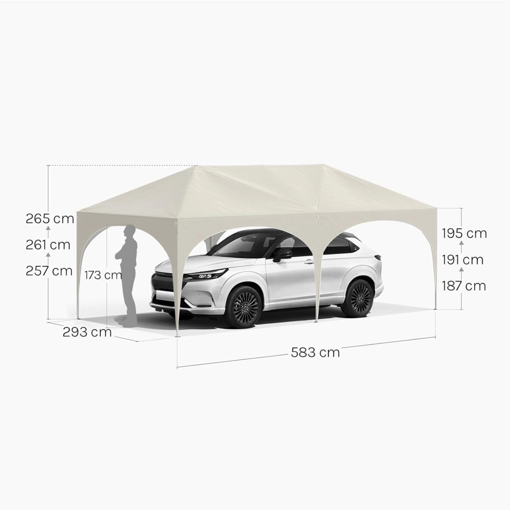 Gazebo Pieghevole da Giardino, Gazebo Idrorepellente Pop Up da 3x6m Pannelli Laterali, Tendone Esterno, Altezza Regolabile, Protezione UV, con Custodia Beige