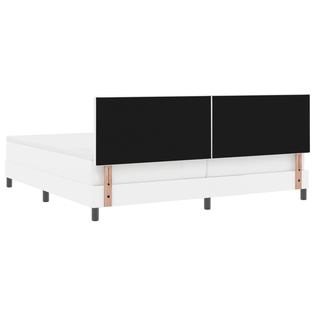 Letto Box Spring  con Materasso Bianco 200x200 cm in Pelle Sintetica