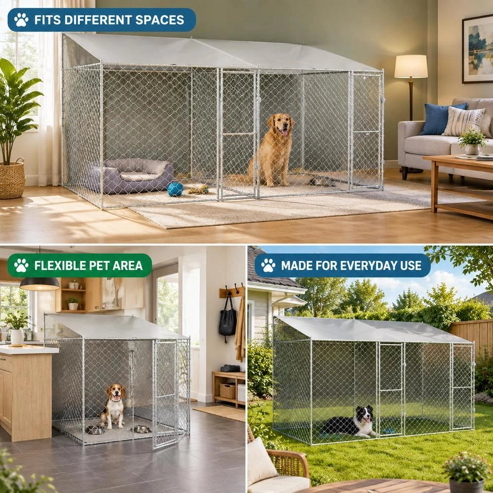 Dog Cage Silver 400 X 200 X 256 Cm Galvanized Steel