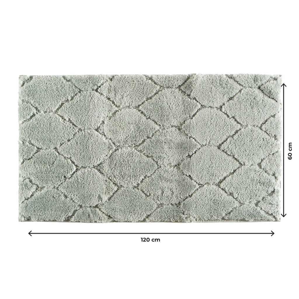 Tappeto Bagno Antiscivolo Effetto Rilievo Assorbente, Morbido, Lavabile in Lavatrice 50x80 / 60x120 cm 60x120 Cm - Salvia