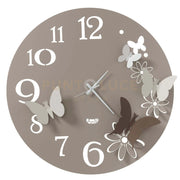 Orologio da parete particolare Butterfly Flowers grande Sabbia e Bronzo