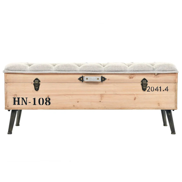 Cassapanca-Panca con Contenitore-Baule 110 cm in Legno Massello di Abete