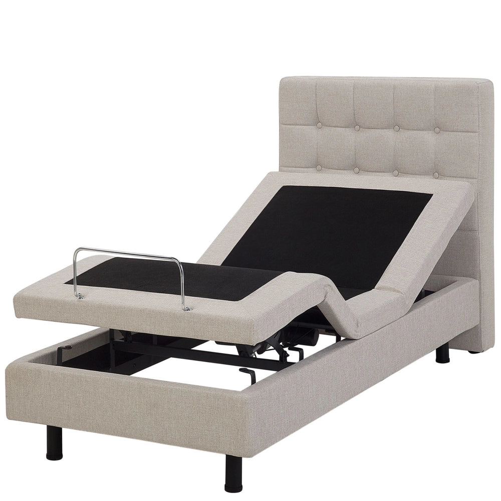 Letto Tessuto Beige Chiaro Elettrico Regolabile con Telecomando 80 x 200 cm