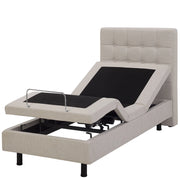 Letto Tessuto Beige Chiaro Elettrico Regolabile con Telecomando 80 x 200 cm
