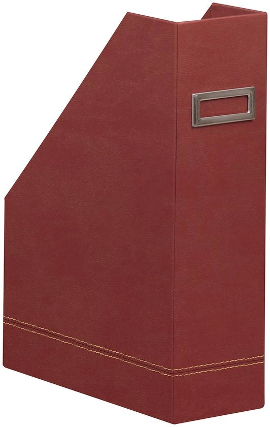 Cassetta per riviste 10x25x31 cm, elegante imitazione pelle, ideale per giornali e documenti, 1 pezzo, Rosso Nacarat
