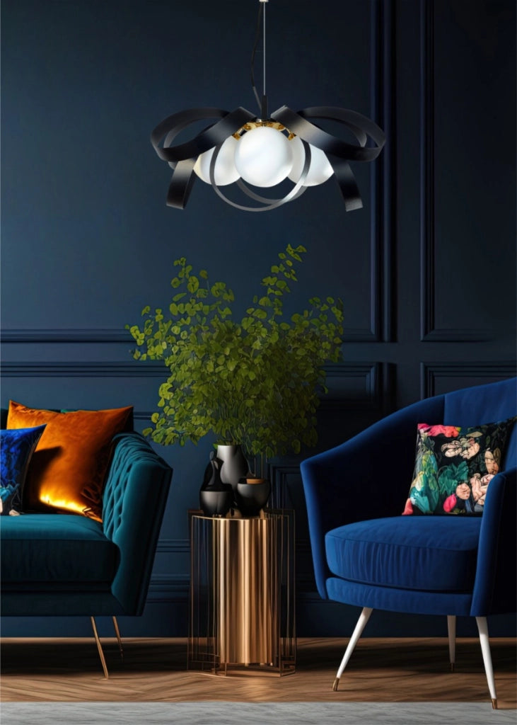 Lampadario sfere NELA Zuma Line 4xE14 nero oro Ø65
