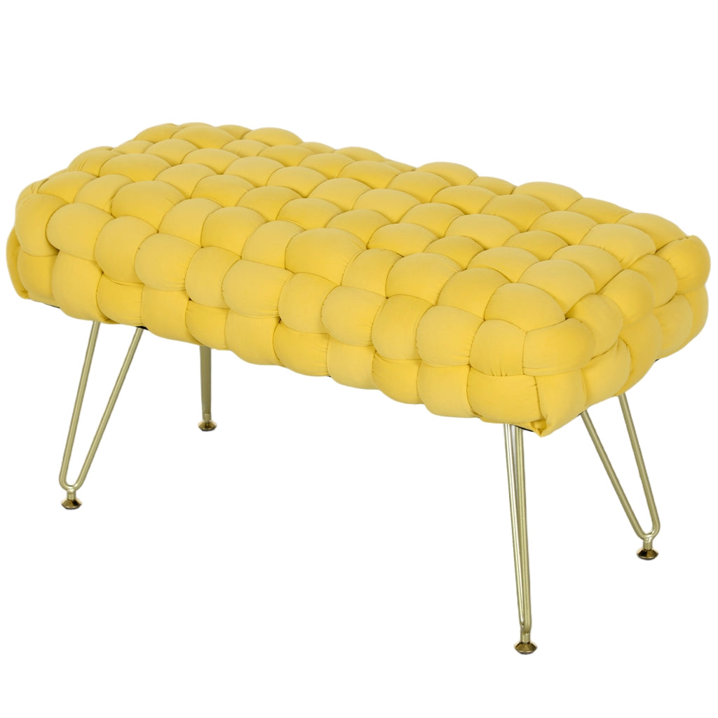 Pouf Piede Letto Imbottito Velluto Giallo ¨C zephmum ¨C Con Seduta