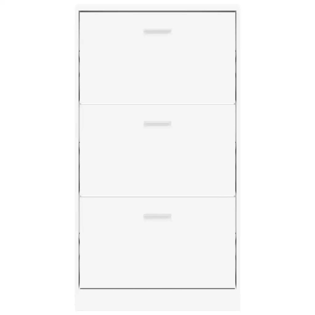 Scarpiera Bianca 59x17x108 cm in Legno Massello di Argilla 342526