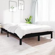 Giroletto-Struttura Letto Nero 150x200 cm King in Legno Massello di Pino