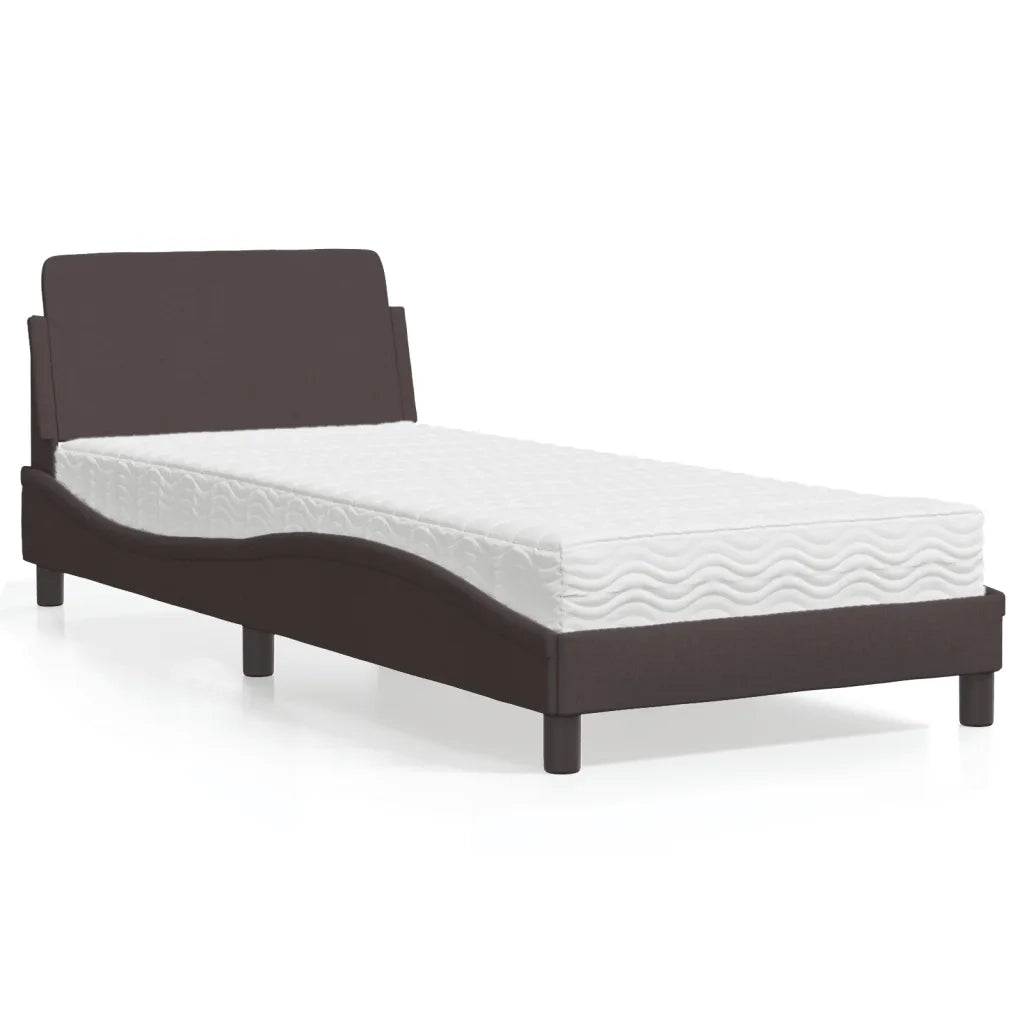 Letto con Materasso Dover Marrone Scuro 80x200 cm in Tessuto