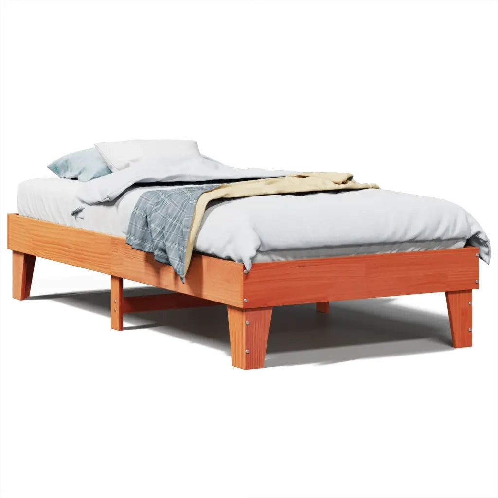 Letto singolo | Letto per adulti | Letto senza Materasso Marrone Cera 75x190 cm in Legno di Pino