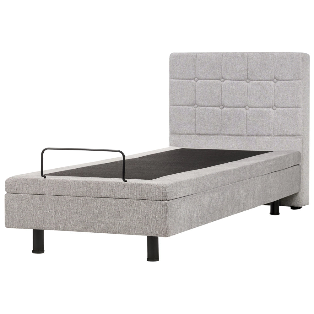 Letto Tessuto Grigio Chiaro Elettrico Regolabile con Telecomando 90 x 200 cm