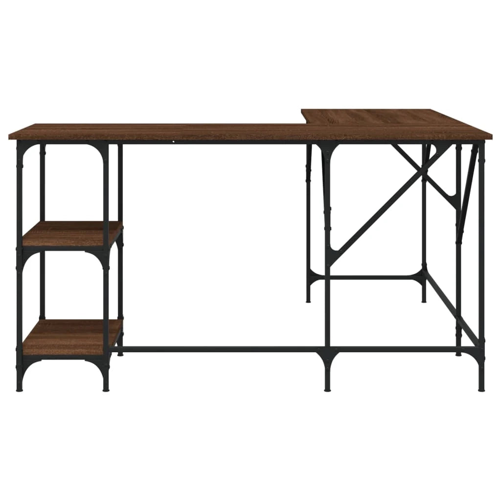Scrivania tavolo postazione di lavoro mobile per computer studio rovere 139 x 139 x 75 cm legno ingegnerizzato marrone 02_0023610