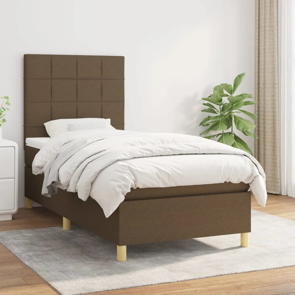 Giroletto a Molle con Materasso Marrone Scuro 100x200cm Tessuto 3142316