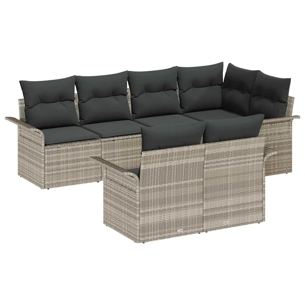 Set Divano da Giardino 7 pcs Grigio chiaro Poly Rattan 3354071