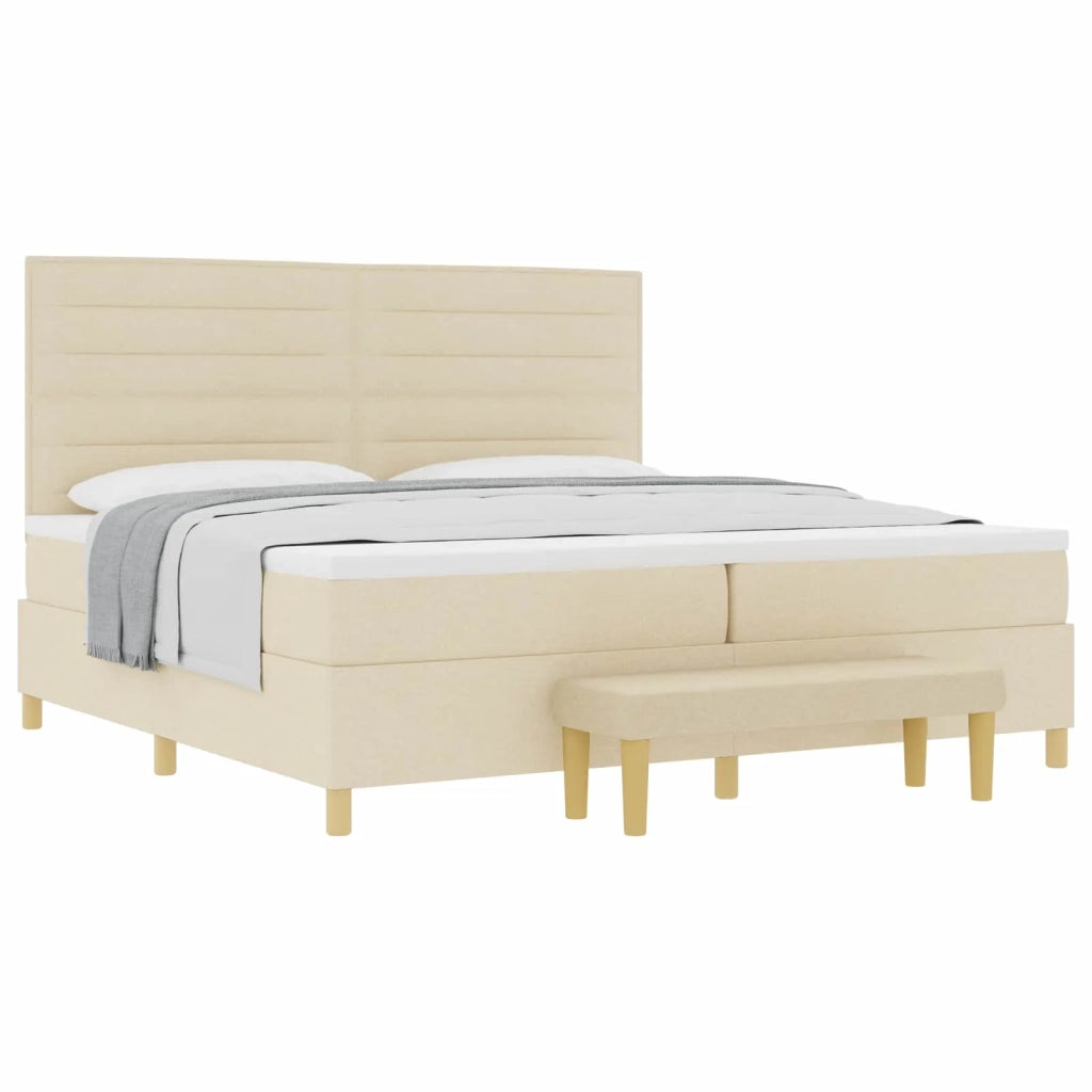 Letto a molle con materasso Crema 200 x 200 cm Tessuto 3344252