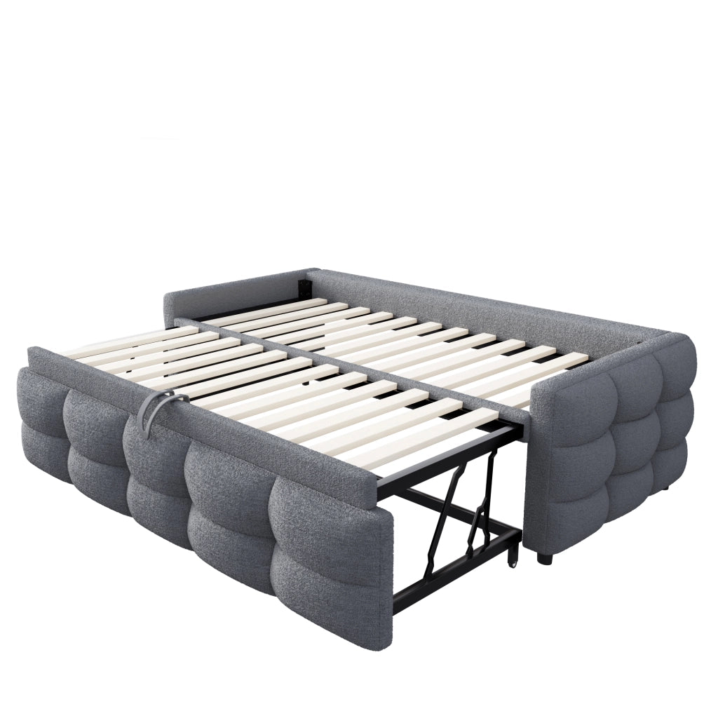 Letto imbottito estraibile 90/180x190 cm in teddy; grigio