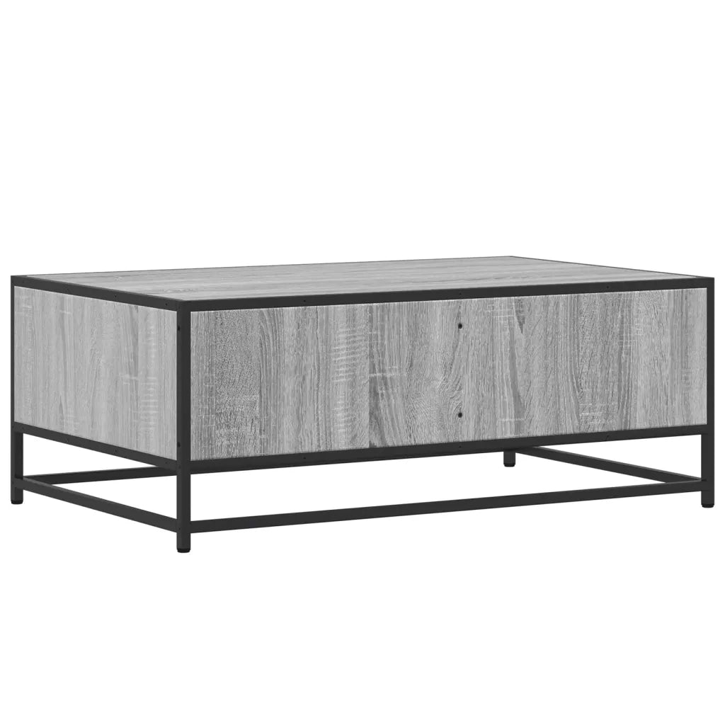 Tavolino Grigio Sonoma 90x57x35 cm Legno Multistrato e Metallo 848757