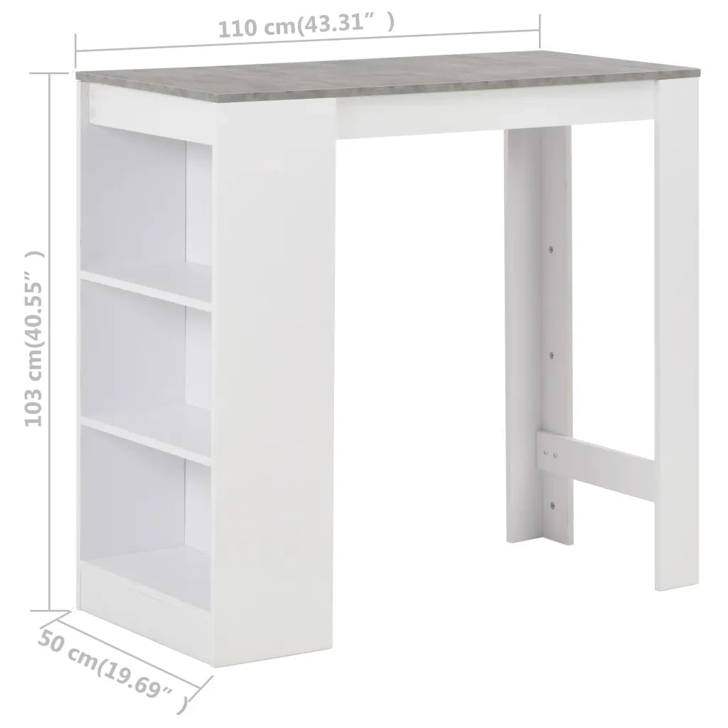 Tavolo da Bar con Ripiano Bianco 110x50x103 cm 280214