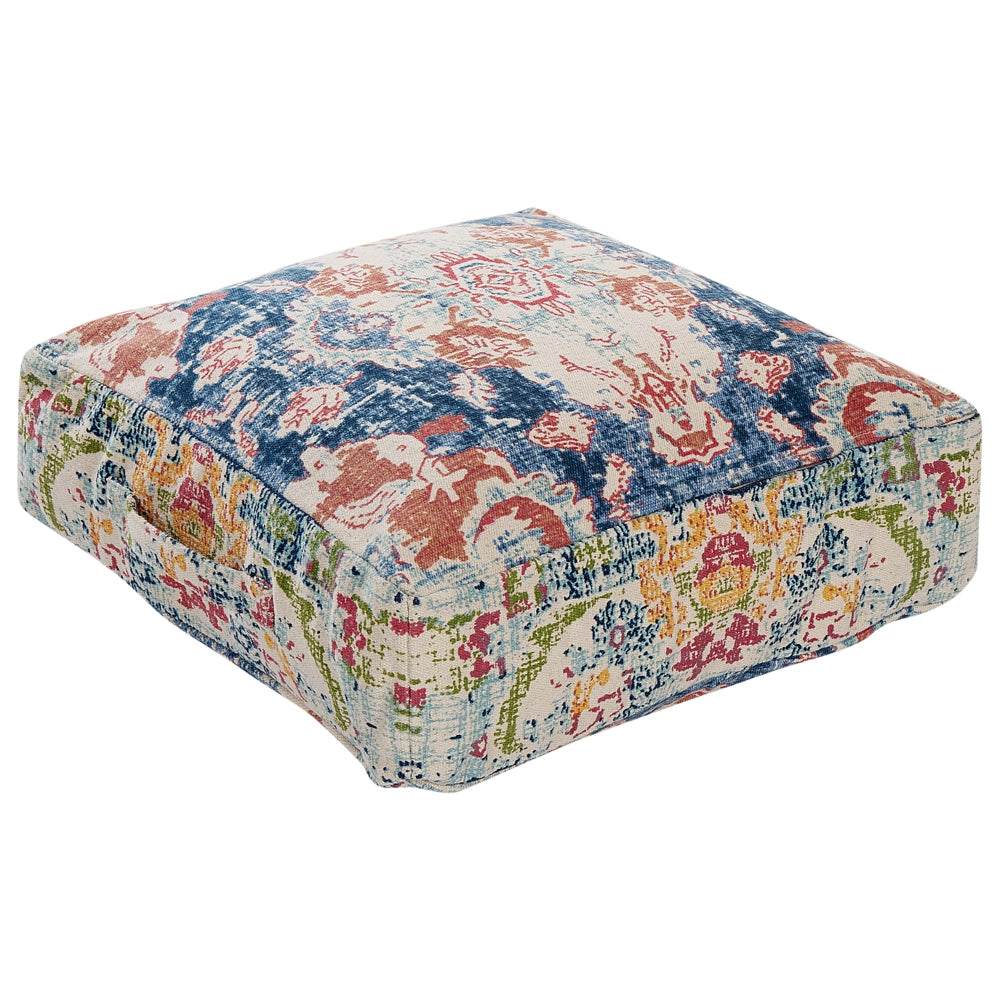 Pouf multicolore ⌀ 50 cm dalla forma quadrata con motivo astratto cuscino da pavimento salotto
