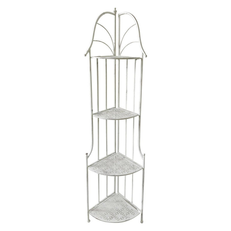 Set di 2 Scaffali Angolare 4ripiani Desdemona 30x30x160 Metallo Bianco Anticato