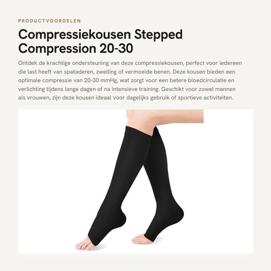 Compressi ad alta pressione 20-30 mmHg - Compressi elastici per emicranie - Steccati per varici - Compressi per gonfiore - Supporto per circolazione sanguigna - 1 coppia