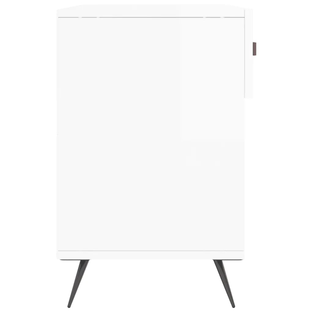 Panca Porta Scarpe-Sgabello-Panca Scarpiera Bianco Lucido 102x35x55 cm Legno Multistrato 703933