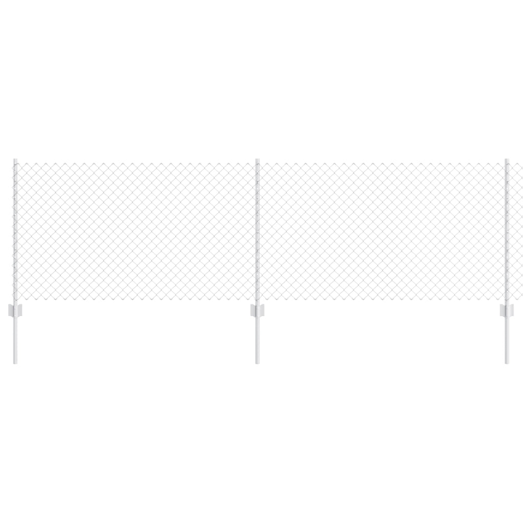 Recinzione a Maglie con 10 Post U Argento 0.8x10 m Acciaio