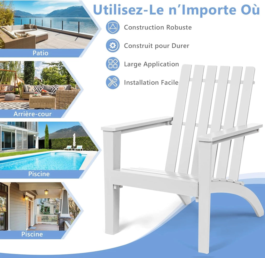 Sedia Adirondack da giardino esterno, poltrona Adirondack in legno di acacia, sedia esterna terrazza carico 160 kg, per giardino, balcone, piscina (nero)