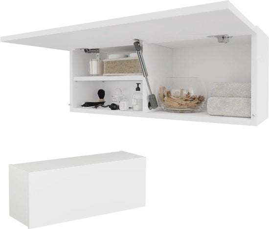 Cassa da bagno a muro - Opzioni di stoccaggio per bagno - Funzione apertura a spinta - 80 x 30 x 25 cm - Mat Wit