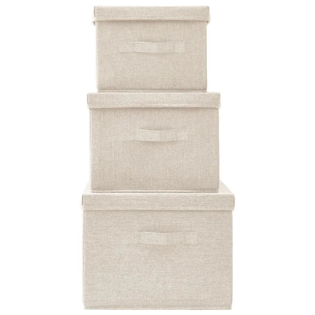 Scatole Portaoggetti Impilabili Set 3pz in Tessuto Crema 332920