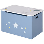 Cassapanca portagiochi in legno bianco e blu ¨C Xylo ¨C 55x34x35.5 cm per cameretta bambini