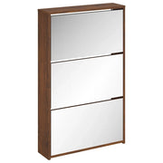 Scarpiera | Mobile per scarpe con Specchio a 3 Livelli Rovere marrone 63x17x102,5cm