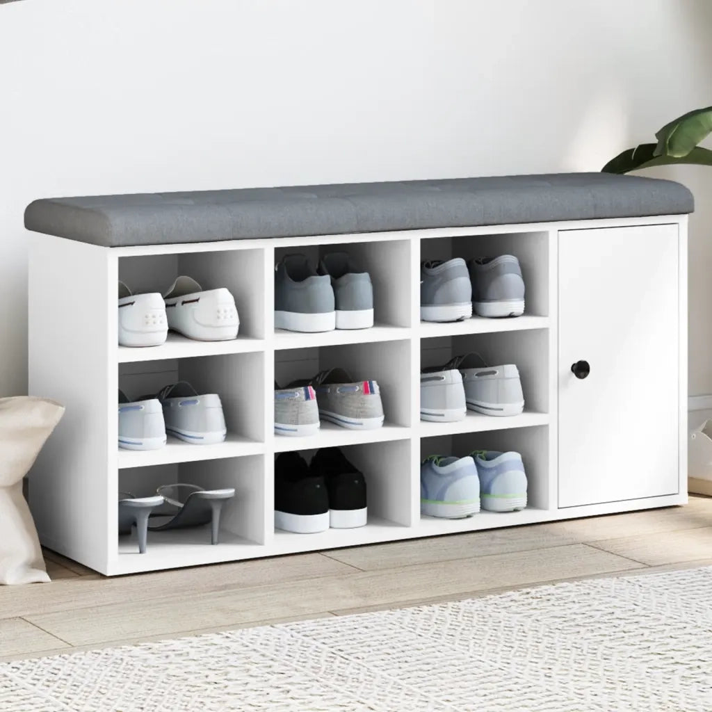 Panca Porta Scarpe Bianca 102x32x50 cm in Legno Multistrato 835089