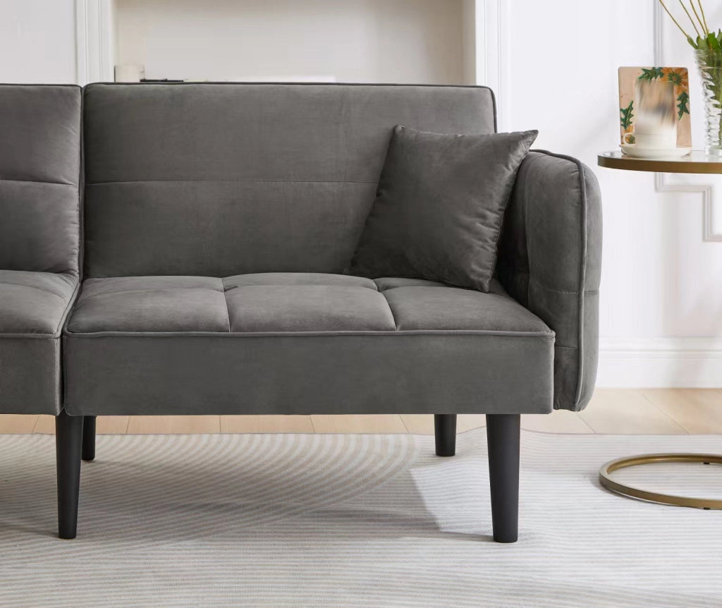 Divano Letto 2 Posti ¨C MINIMAL ¨C Velluto, Braccioli Ribaltabili, Schienale Regolabile