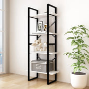 Libreria a 4 Ripiani-Scaffale per Libri-Mobile di Stoccaggio Bianca 60x30x140 cm in Massello di Pino